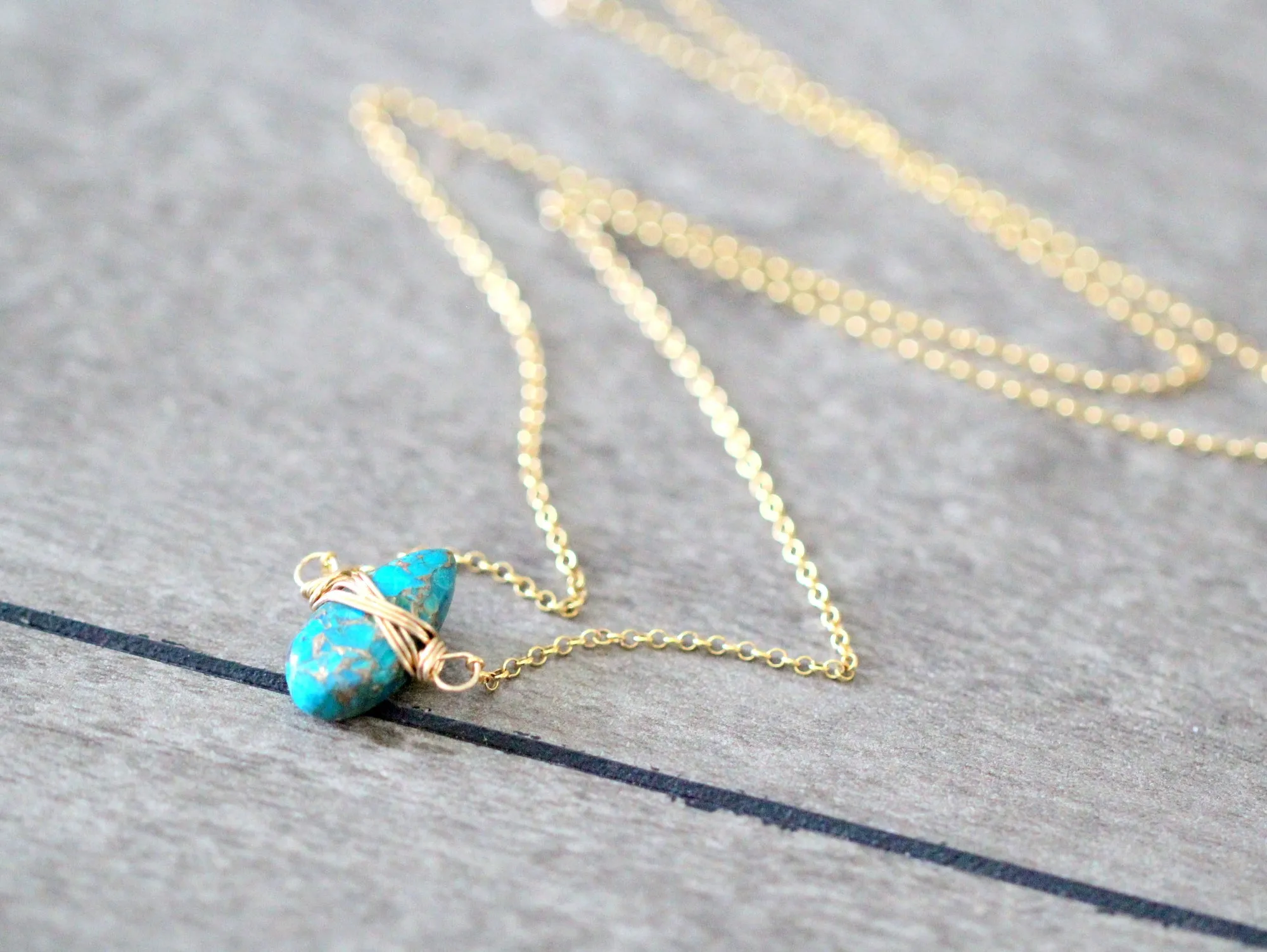 Copper Turquoise Necklace - Classic Blue