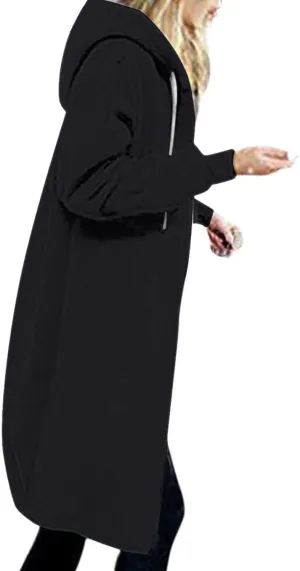 ctdiral Womens Casual Full Zip Up Hoodie Long Sleeve Hooded Long Sweatshirt Outerwear Casual Pockets Tunic Jacket Plus Size