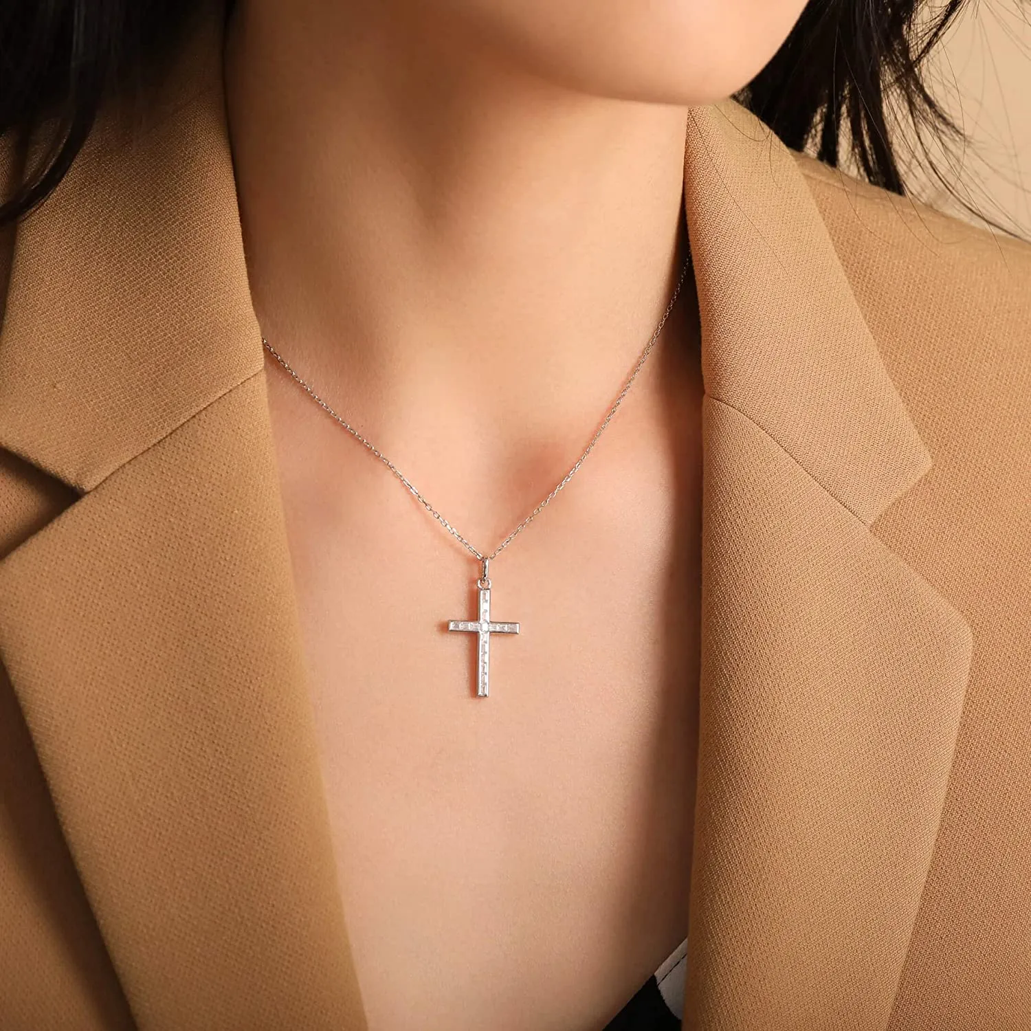 Cubic Zirconia Cross Pendant Necklace