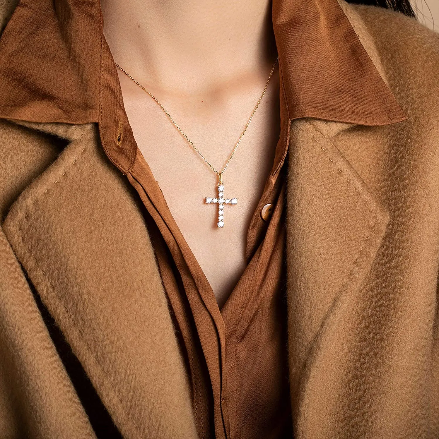 Cubic Zirconia Cross Pendant Necklace