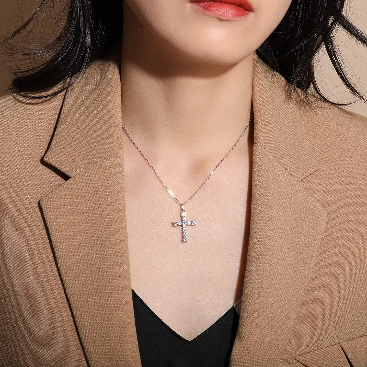 Cubic Zirconia Cross Pendant Necklace