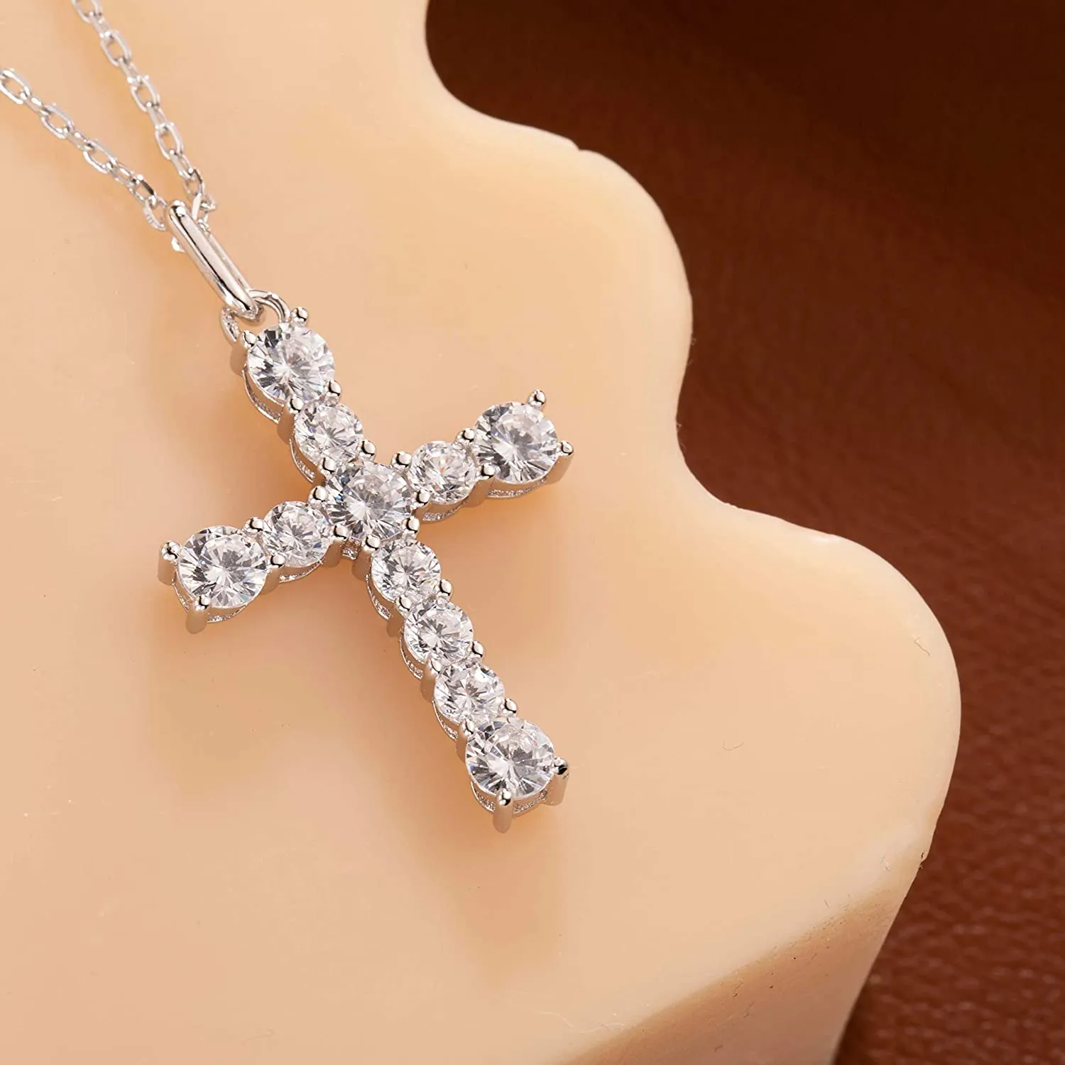 Cubic Zirconia Cross Pendant Necklace