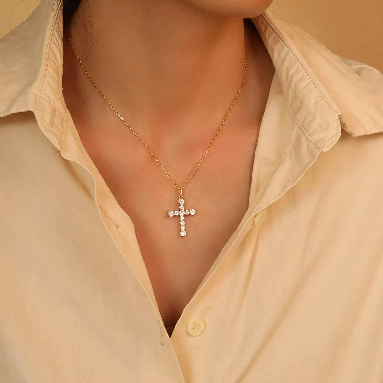 Cubic Zirconia Cross Pendant Necklace