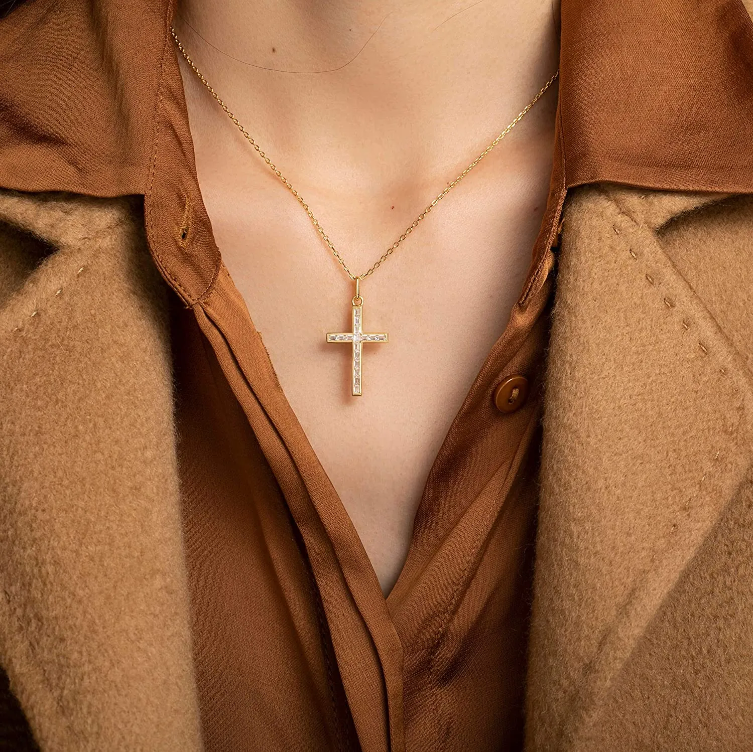 Cubic Zirconia Cross Pendant Necklace