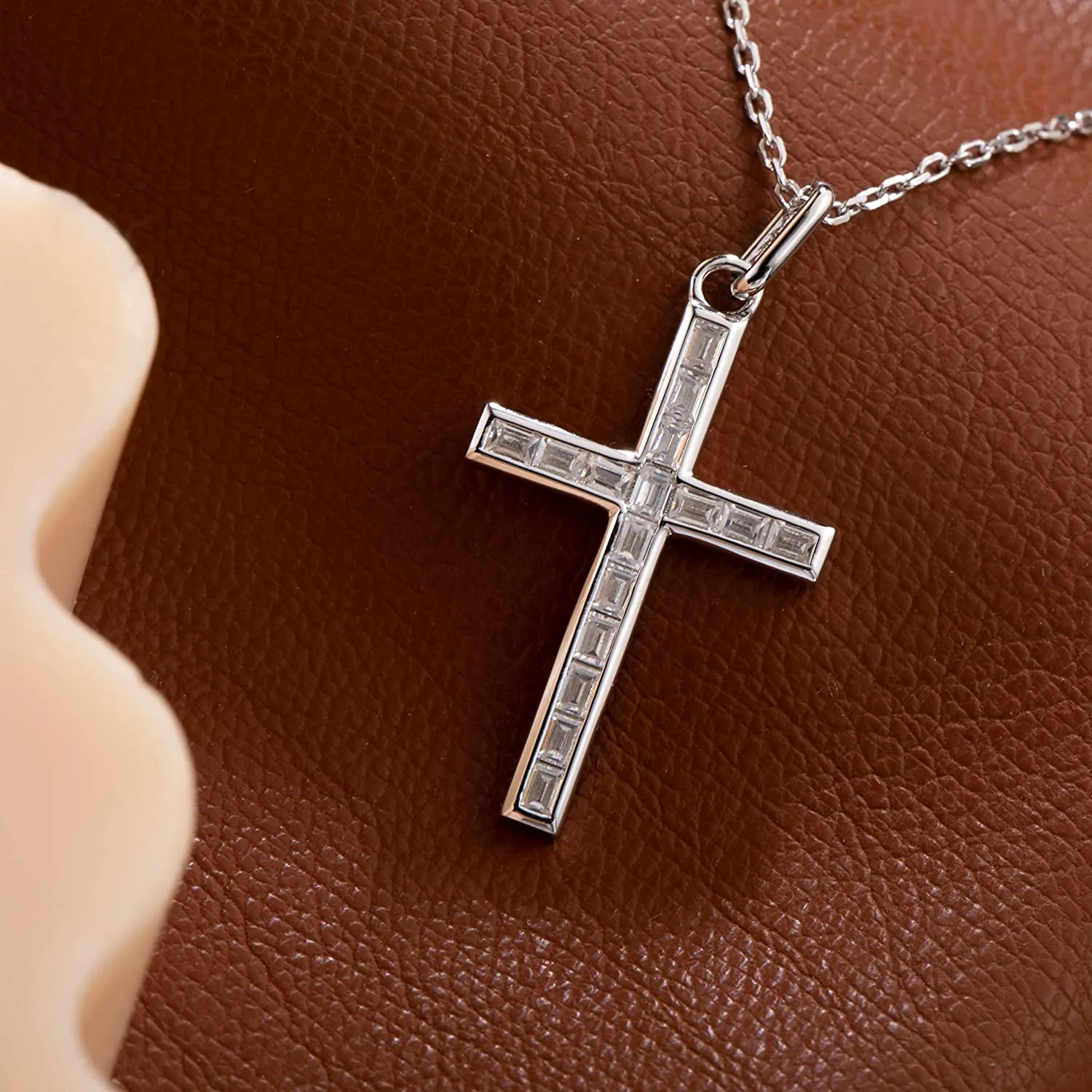 Cubic Zirconia Cross Pendant Necklace