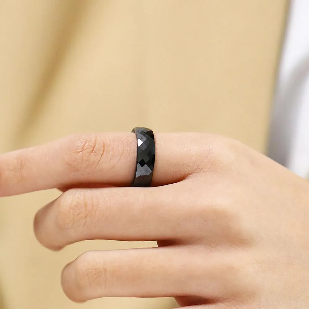 Custom Engraved Couple Rings Set Promise Rings for Him and Her White Ceramic Wedding Ring for Men and Women Matching Black Engagement Rings,with Rings Gift Box