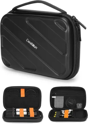 Cwatcun Hard Shell Lens Filter Case, Camera Accessories Organizer Travel Case, Hardshell Waterproof Double Layers All-in-One Electronic Organizer for ND UV CPL Filter Pouch, Power Bank, SD Card