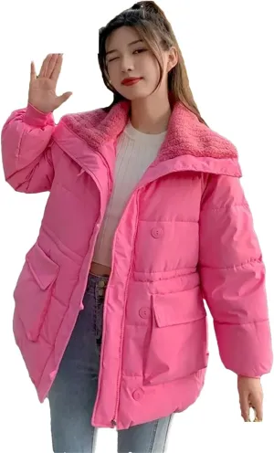 Dcvmvmn Women's Winter Parkas Coat Female Snow Warm Cotton Padded Jackets Loose Puffer Outerwear