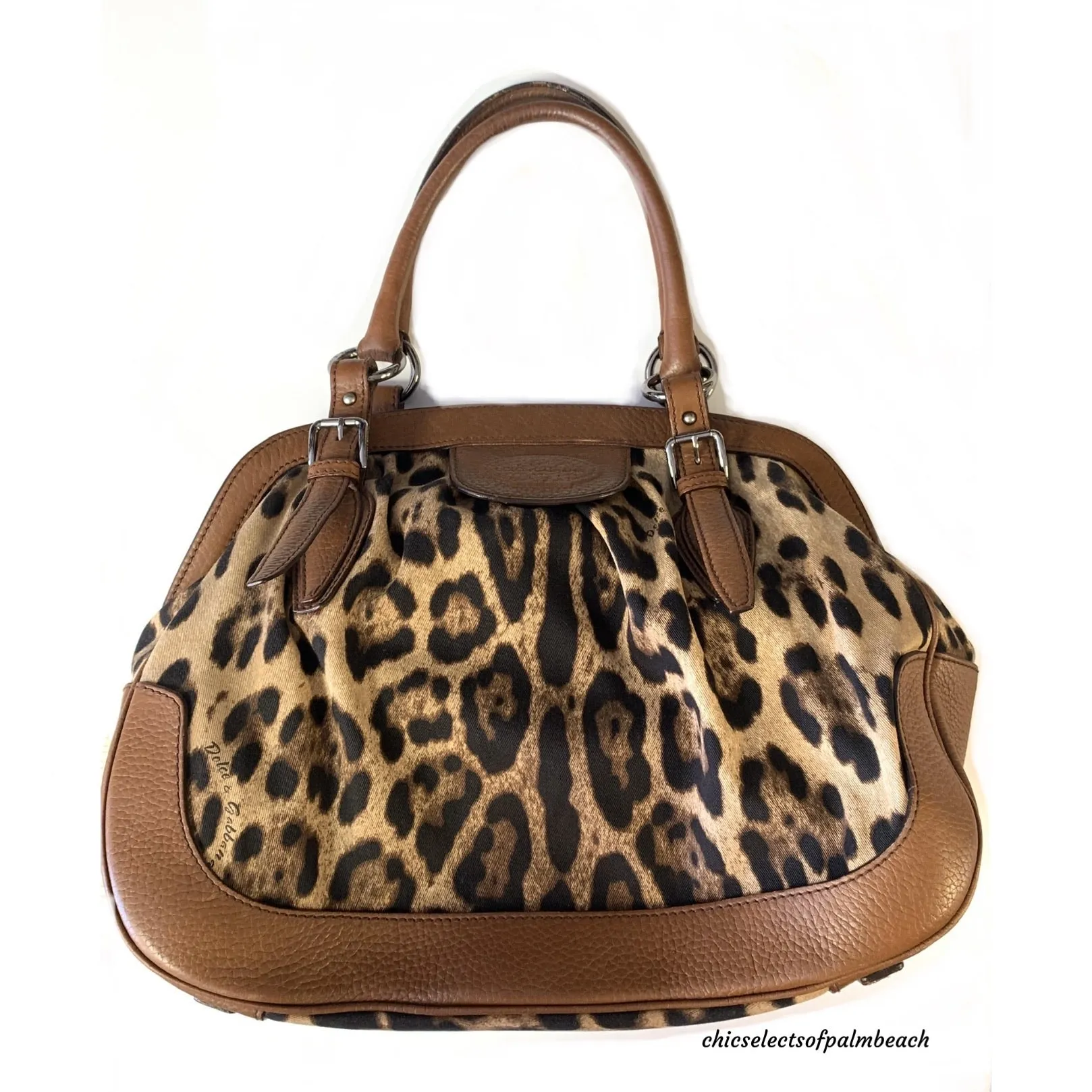 DOLCE & GABBANA LEOPARD SATCHEL HANDBAG