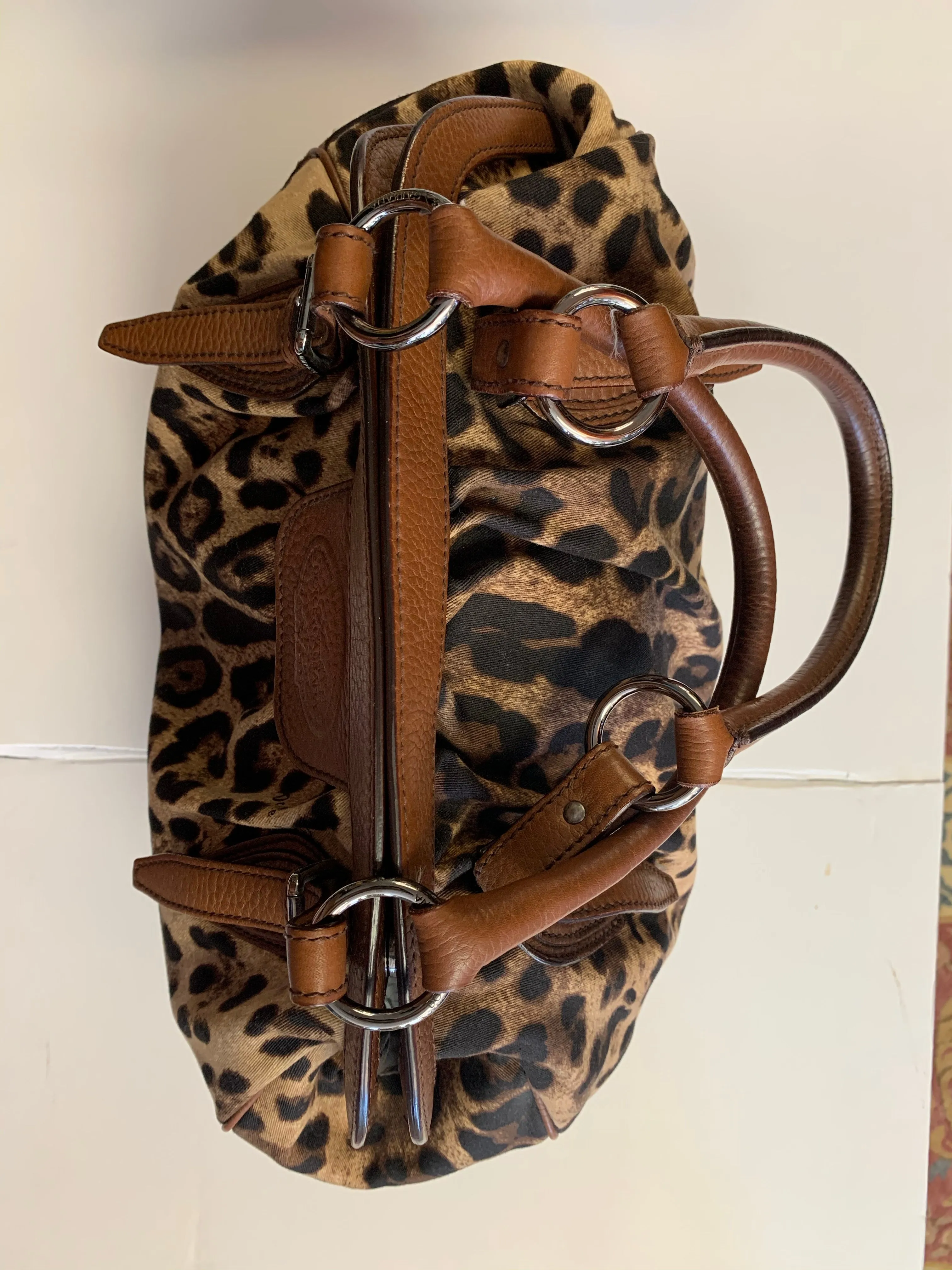 DOLCE & GABBANA LEOPARD SATCHEL HANDBAG