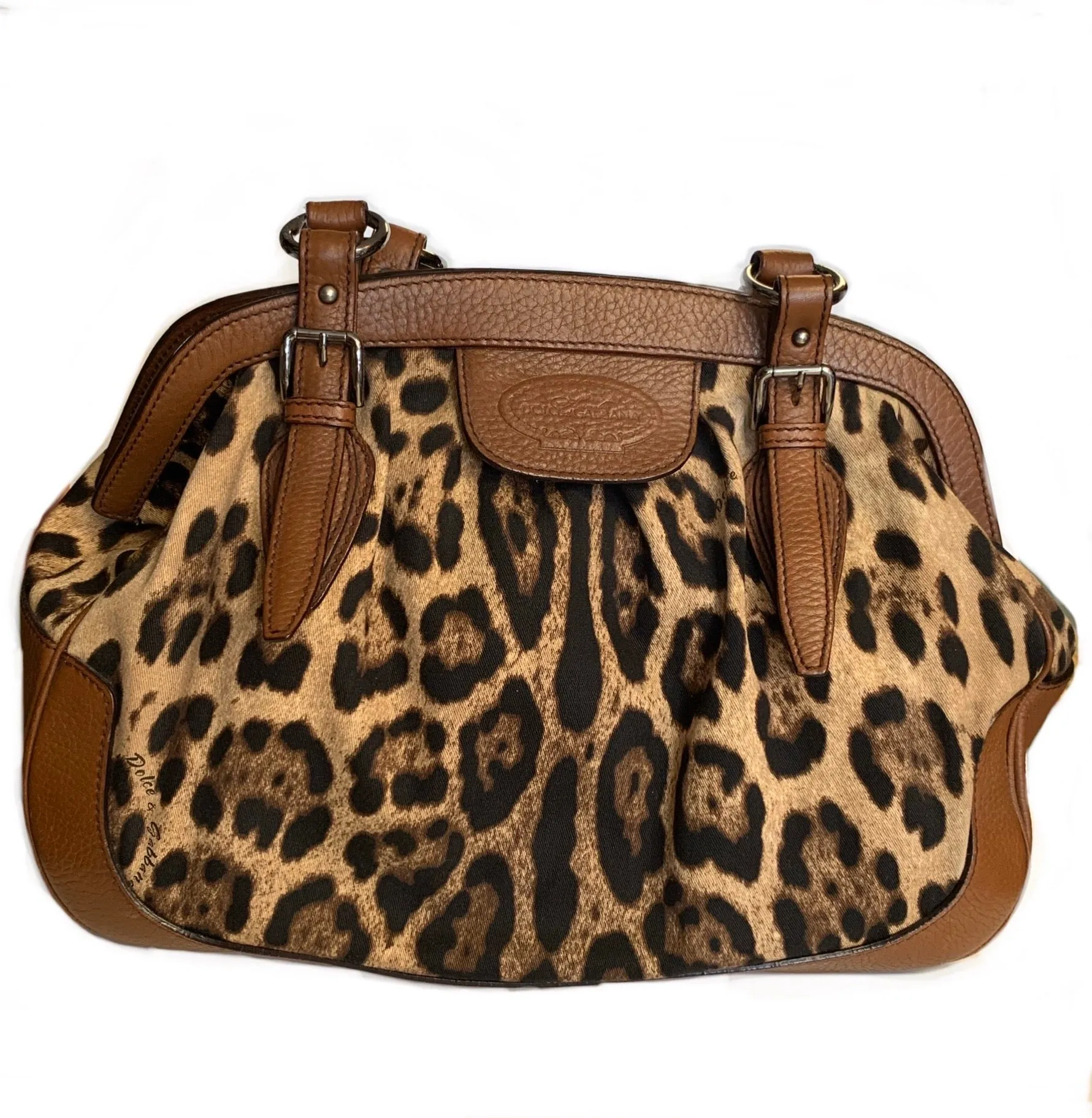 DOLCE & GABBANA LEOPARD SATCHEL HANDBAG
