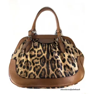 DOLCE & GABBANA LEOPARD SATCHEL HANDBAG