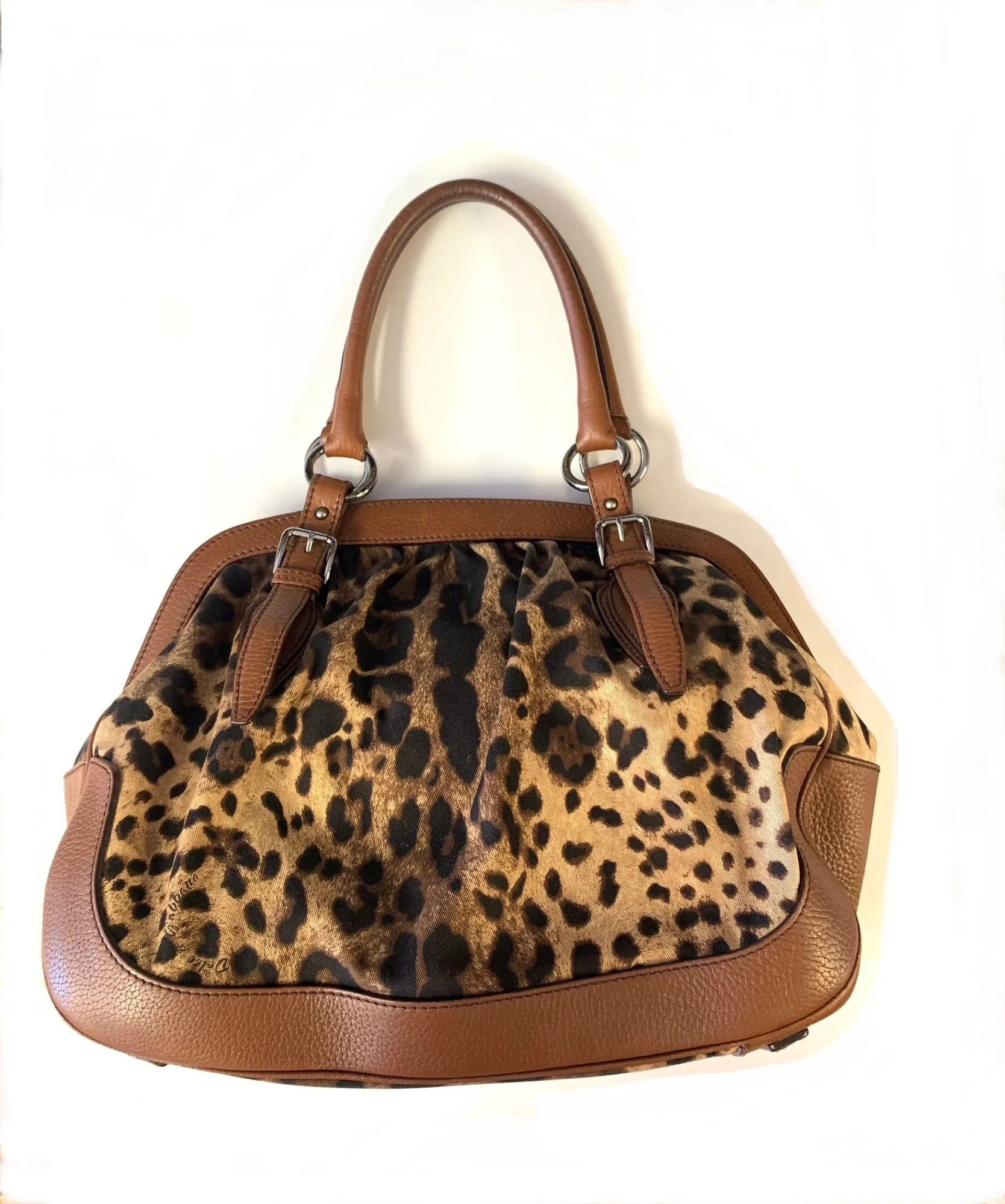 DOLCE & GABBANA LEOPARD SATCHEL HANDBAG