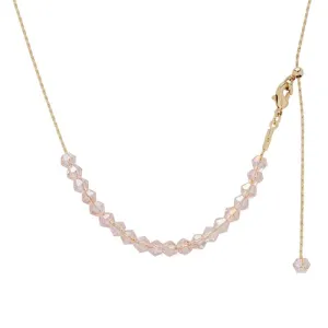 Dolce Giavonna Gold Plated  Pink Crystal Adjustable Necklace