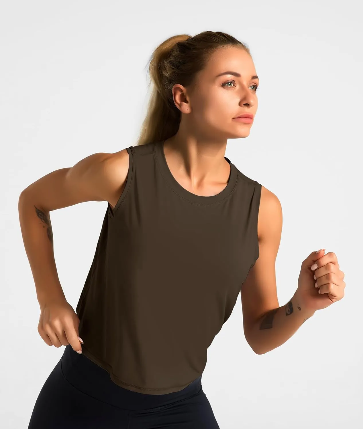 Dragon Fit Women Sleeveless Yoga Tops Workout Cool T-Shirt Running Short Tank Crop Tops