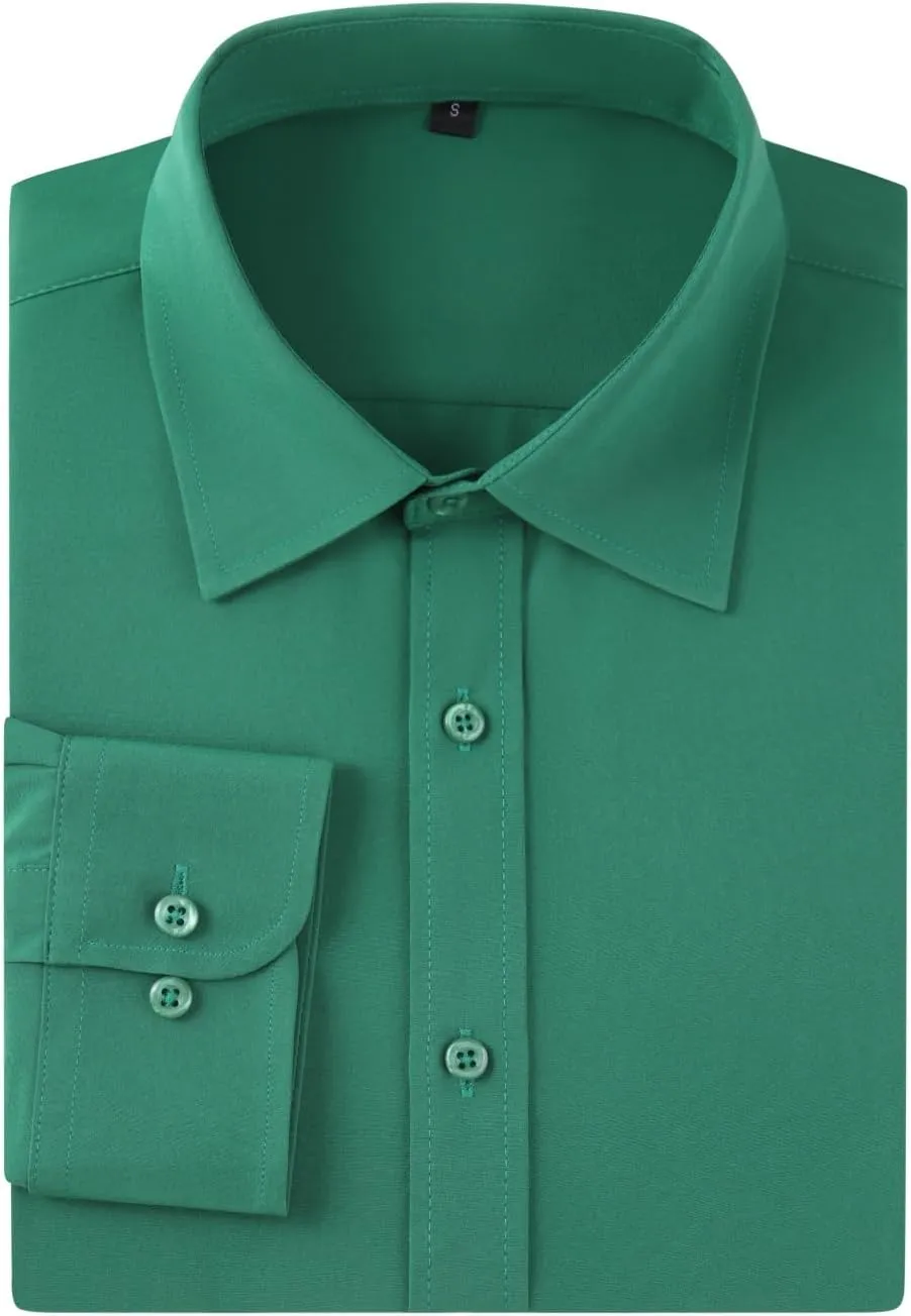 Dress Shirts for Men's Long Sleeve Button Down Shirt Slim Fit Business Formal Stretch Shirt