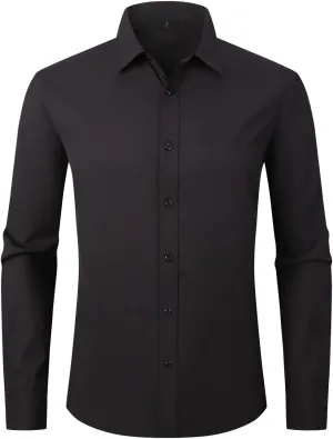 Dress Shirts for Men's Long Sleeve Button Down Shirt Slim Fit Business Formal Stretch Shirt