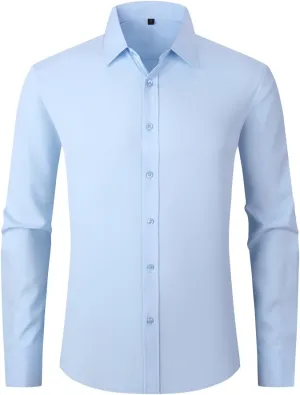 Dress Shirts for Men's Long Sleeve Button Down Shirt Slim Fit Business Formal Stretch Shirt