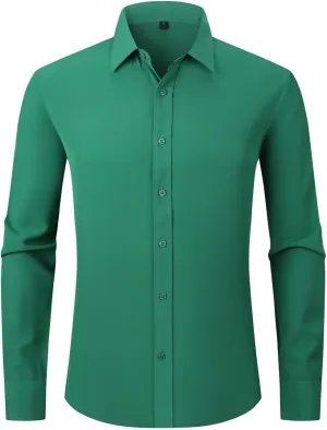 Dress Shirts for Men's Long Sleeve Button Down Shirt Slim Fit Business Formal Stretch Shirt