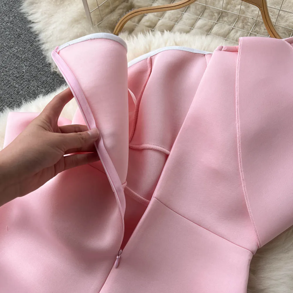 Elegant Bow Tie One-shoulder Dress