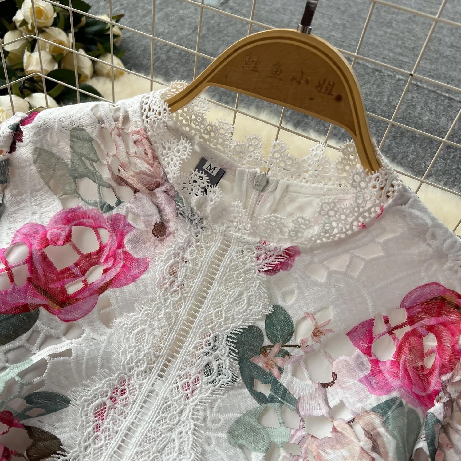 Elegant Floral Embroidered Lace Dress