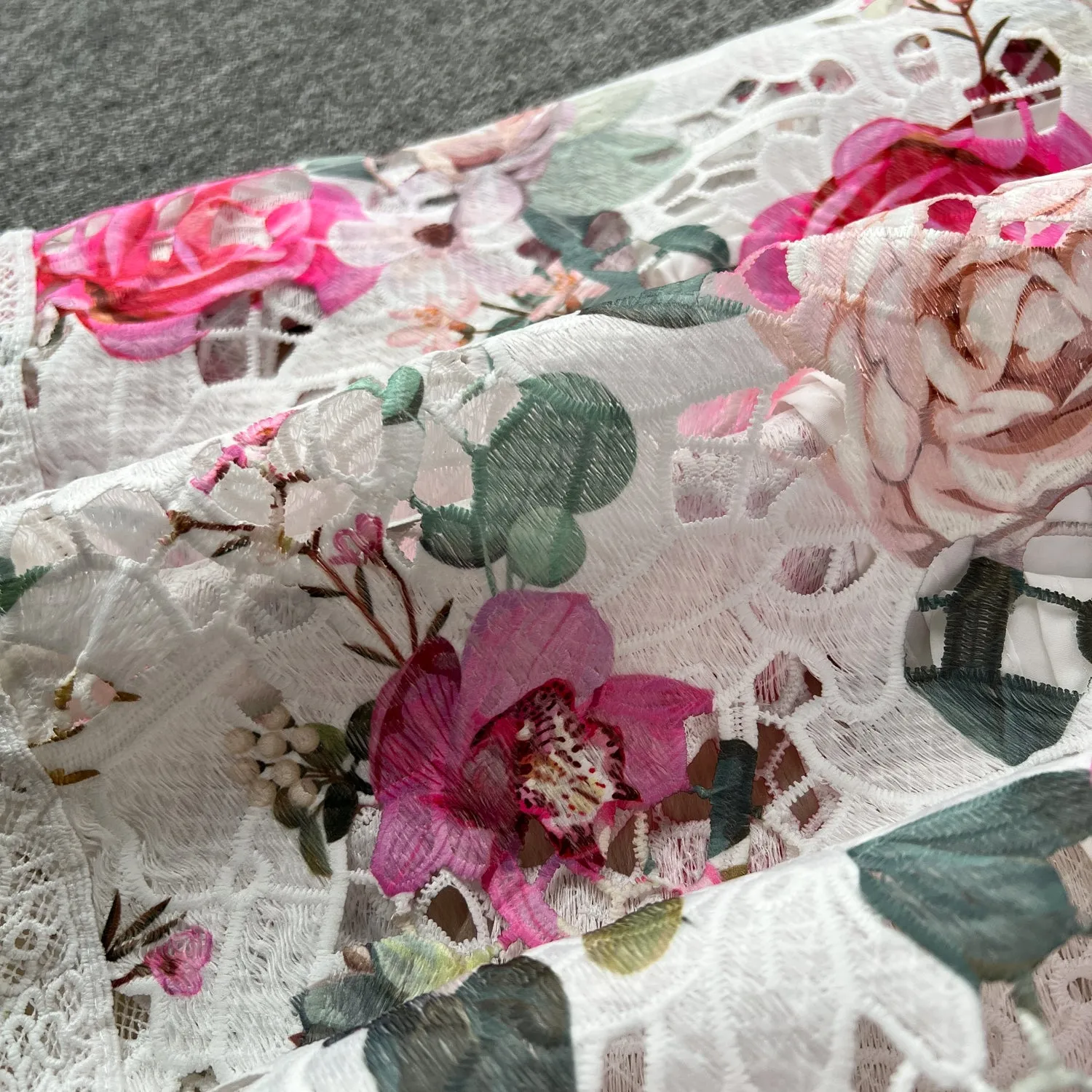 Elegant Floral Embroidered Lace Dress