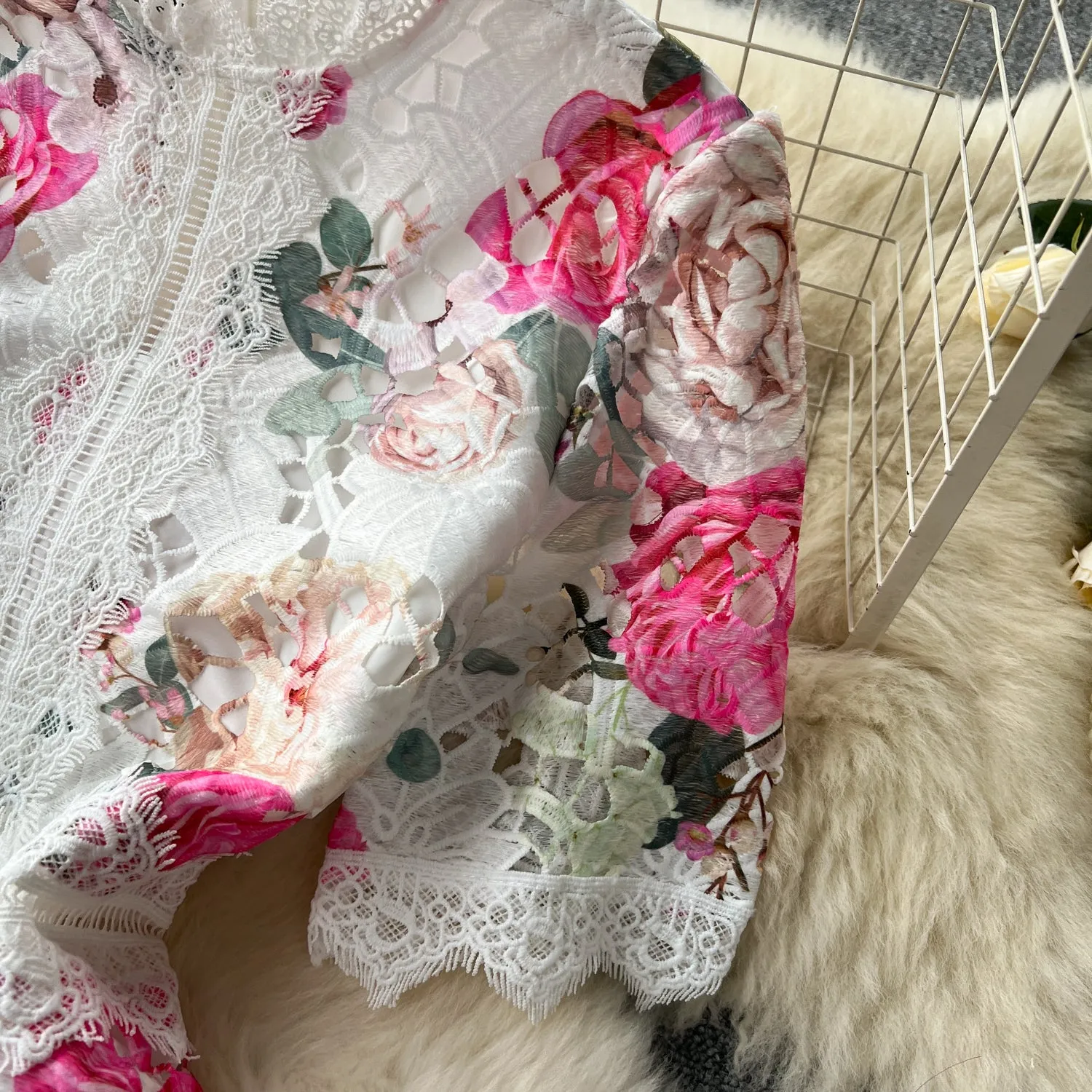 Elegant Floral Embroidered Lace Dress