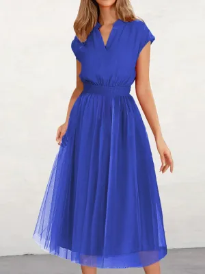 Elegant Party Dresses for Women 2023 Summer Fashion Tunic Mesh Dress V-Neck Long Dress Formal Occasion Dresses Woman Clothing