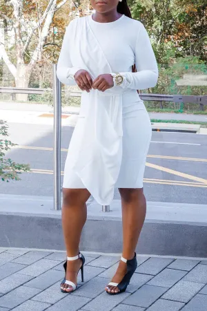Elegant Side Draped Midi Dress