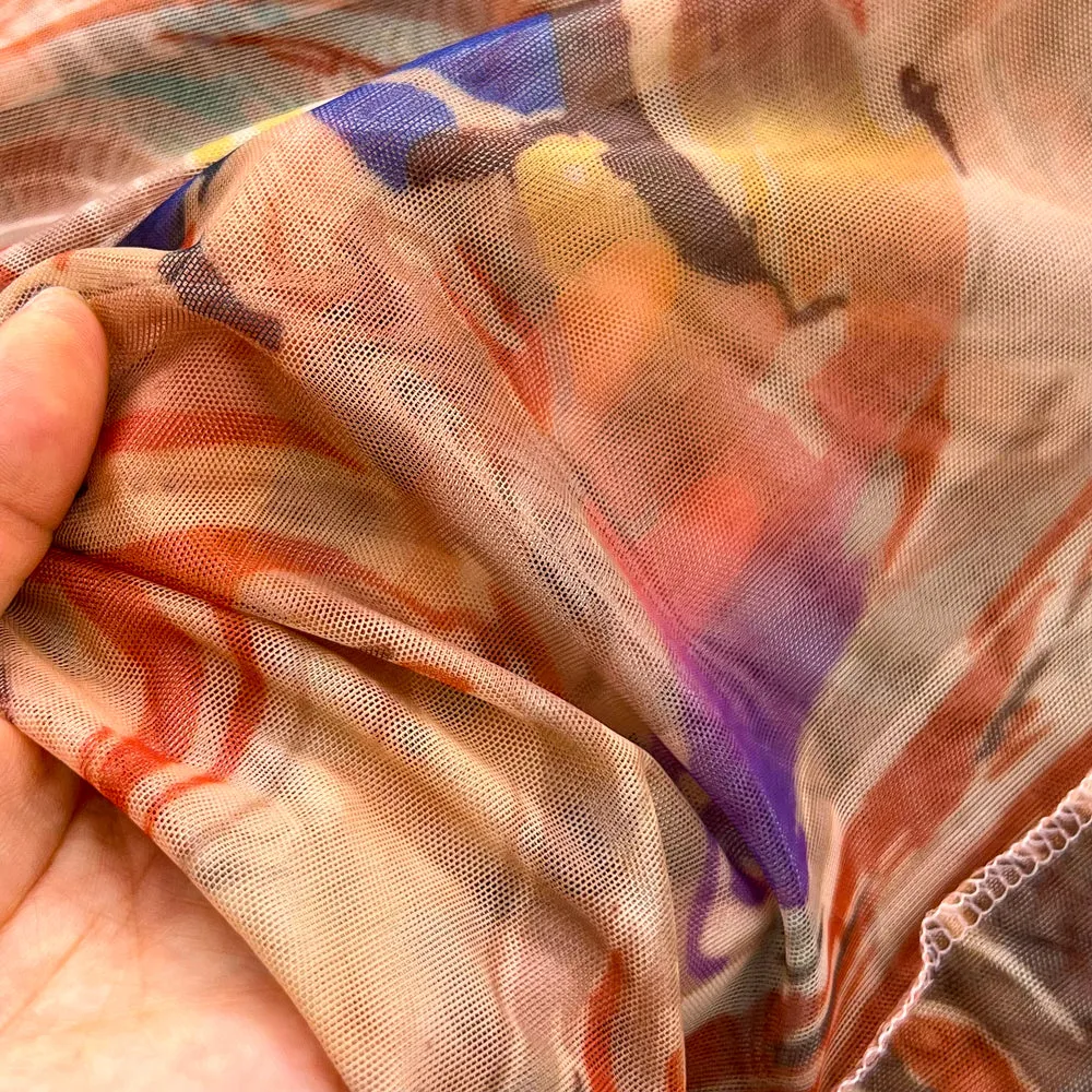 Elegant Tie-dye Backless Halter Dress