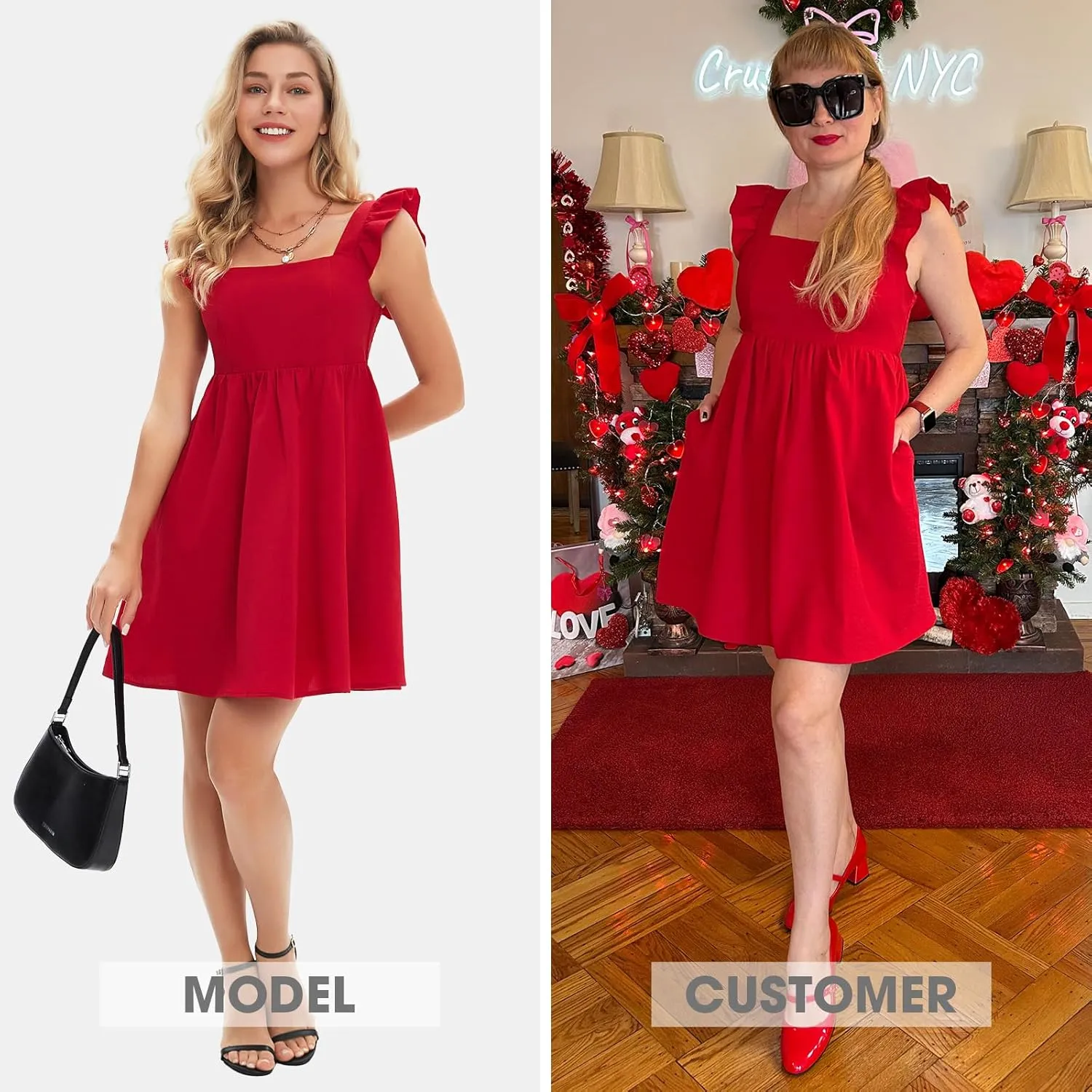 EXLURA Women's Summer Square Neck Sleeveless Casual Boho Ruffle Dress 2025 Backless Beach Teen Sundresses with Pockets