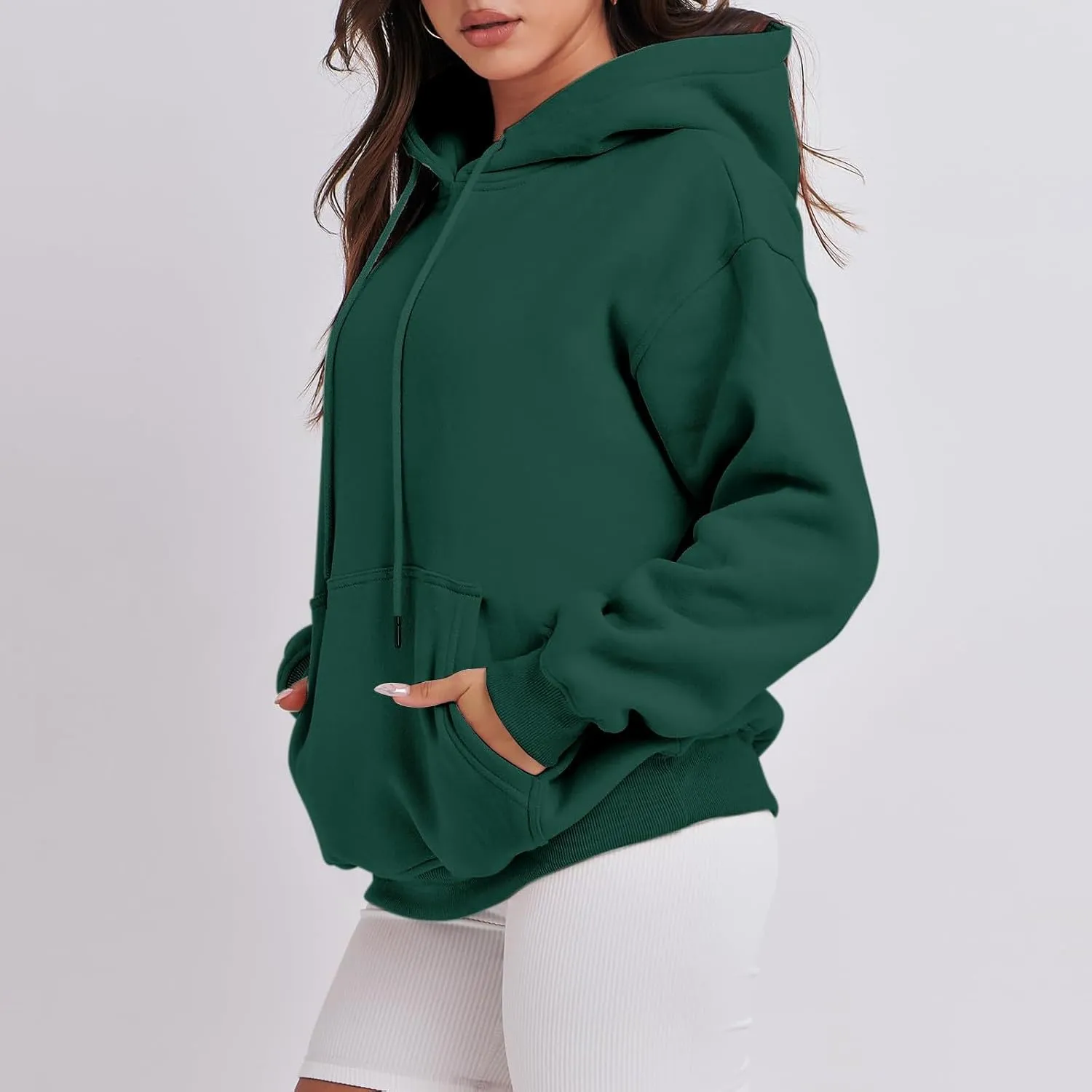 Fall Oversized Casual Sweatshirts with Pocket Ladies Women Hooded Print Round Neck Sweatshirt Long Sleeve with