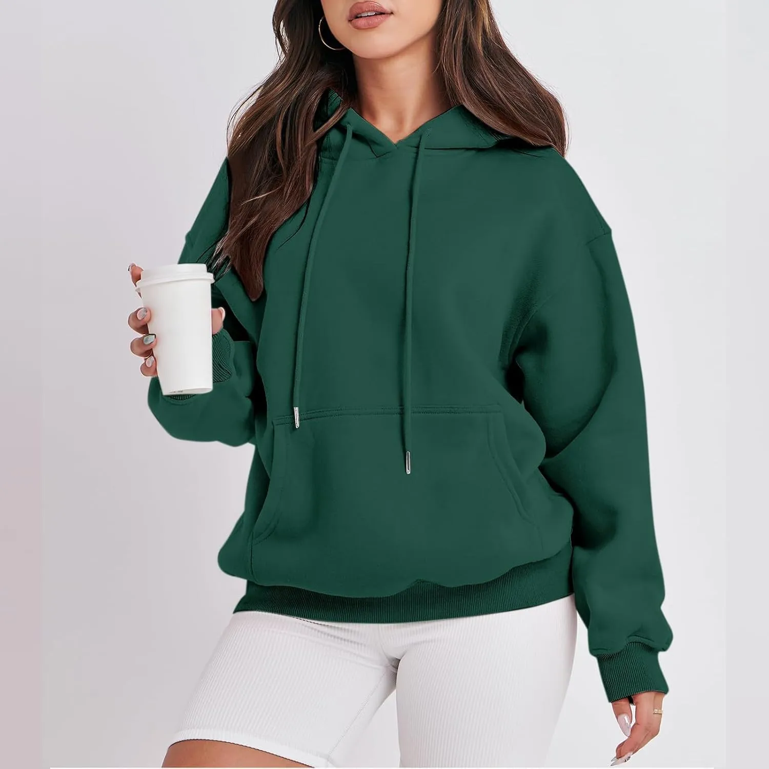 Fall Oversized Casual Sweatshirts with Pocket Ladies Women Hooded Print Round Neck Sweatshirt Long Sleeve with