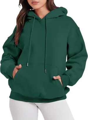 Fall Oversized Casual Sweatshirts with Pocket Ladies Women Hooded Print Round Neck Sweatshirt Long Sleeve with