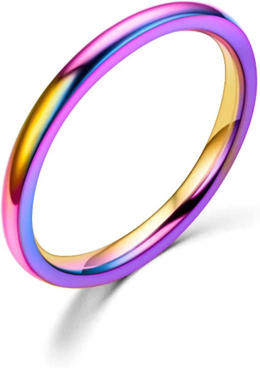 Fashion Contracted 2MM Fine Hand Cute Simple Finger Rings Colorgul Polished Women's Tail Ring Couple Rings Girls trendy