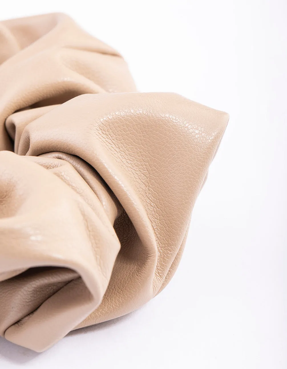 Faux Leather Neutral Fabric Scrunchie