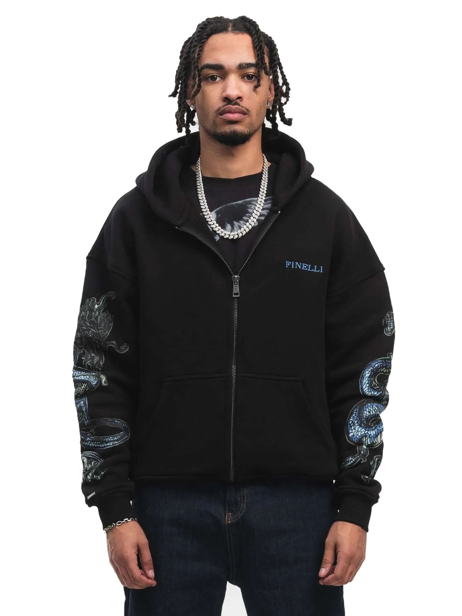 FINELLI Dragon Sleeves Zipper Hoodie