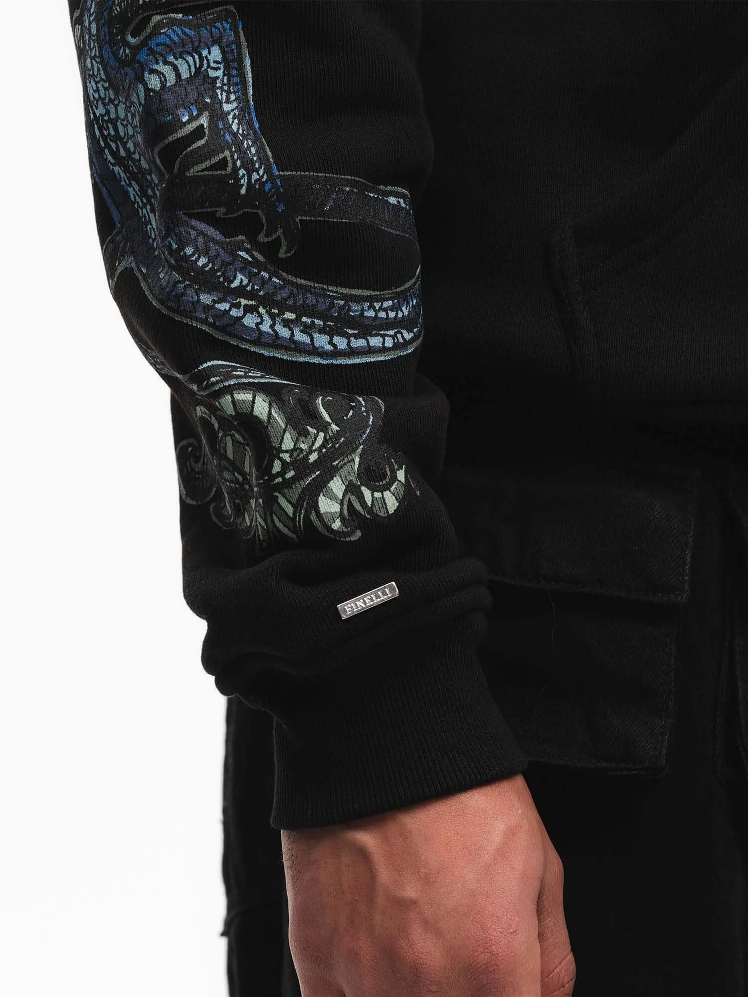 FINELLI Dragon Sleeves Zipper Hoodie