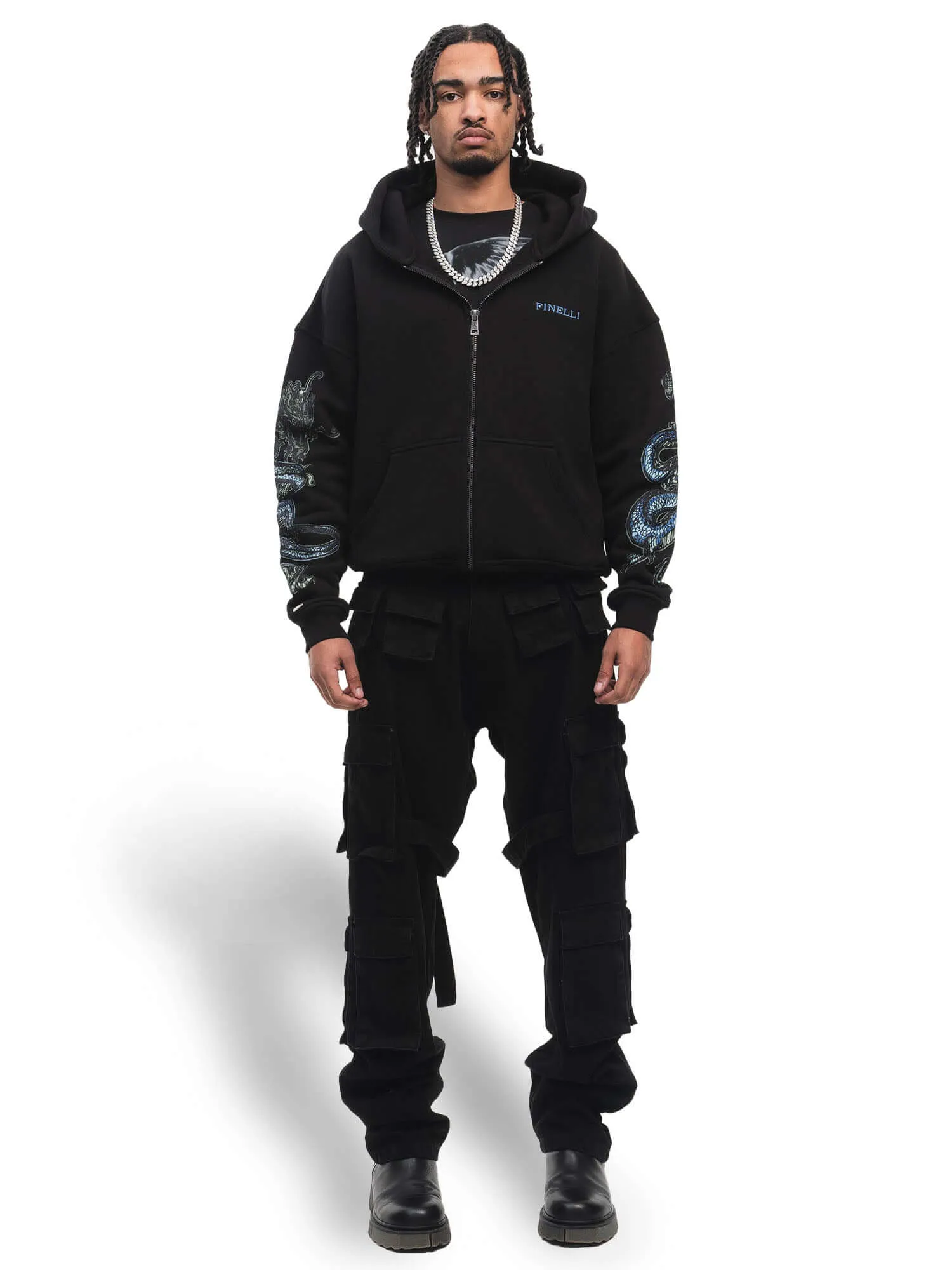 FINELLI Dragon Sleeves Zipper Hoodie