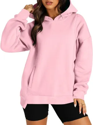 Fleece Hoodies for Women Baggy Drop Shoulder Oversized Sweatshirt Trendy Y2K Hoodie Casual Pullover Tops with Pockets