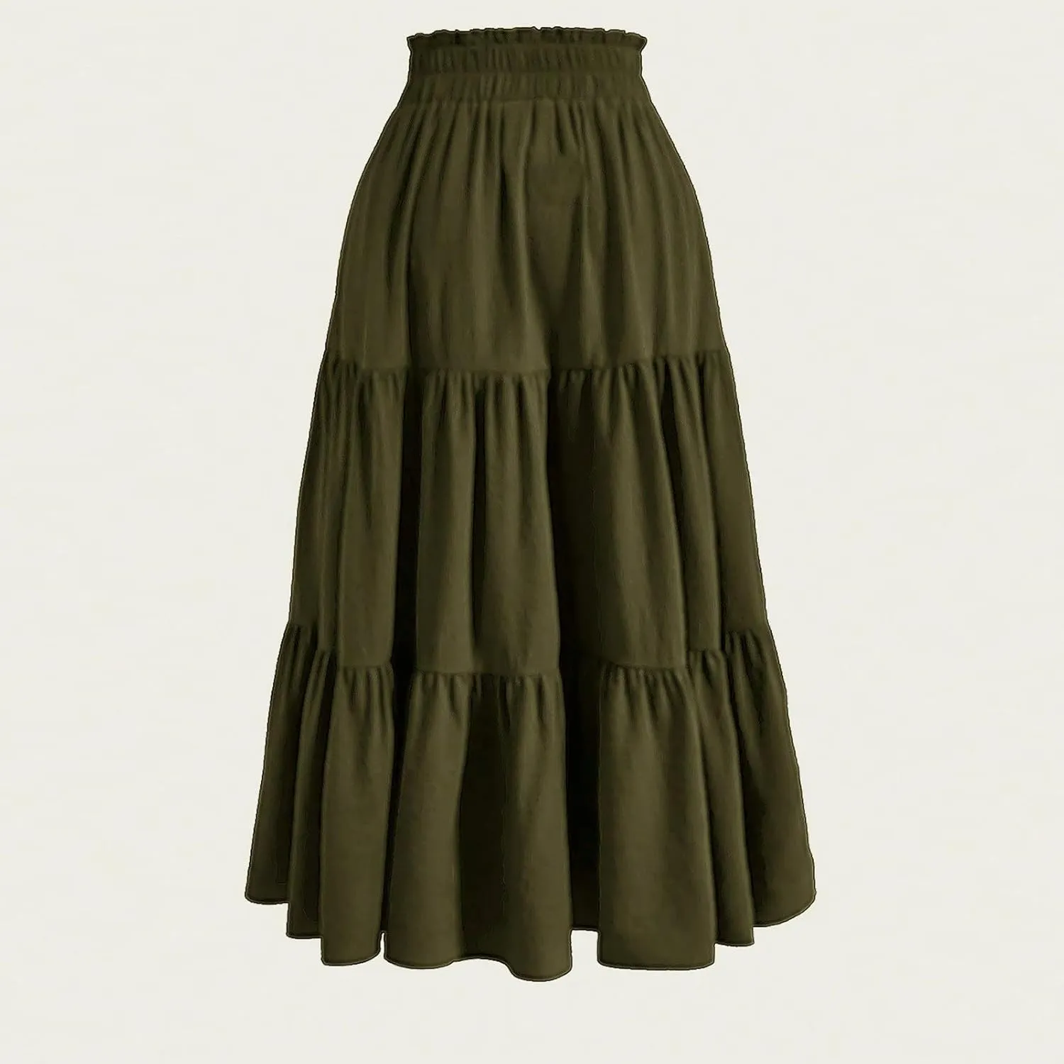 Floral Maxi Skirt for Women Summer Comfy Tiered Elastic High Waisted Skirts Vacation A-Line Flowy Swing Long Skirts