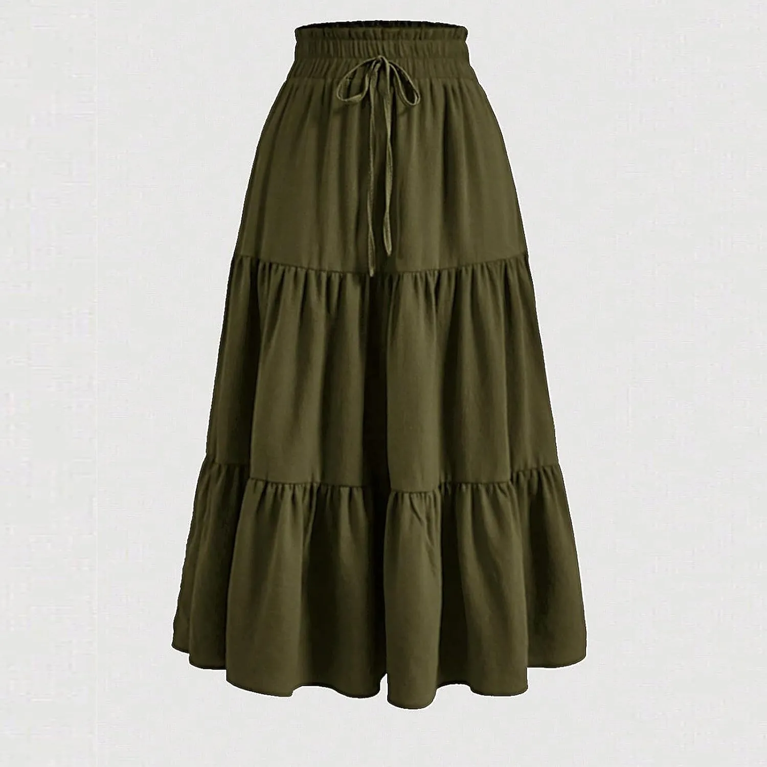 Floral Maxi Skirt for Women Summer Comfy Tiered Elastic High Waisted Skirts Vacation A-Line Flowy Swing Long Skirts