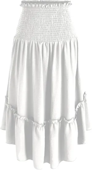 Flowy Skirts for Women Retro Victorian Gothic Skirt Dress Summer Causal Smocked Waist Tiered Pleated Ruffle Skirts