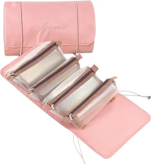 Foldable Hanging Cosmetic Storage Toiletry Bag for Women Travel, Pink, 1 Piece, Travel Accessories