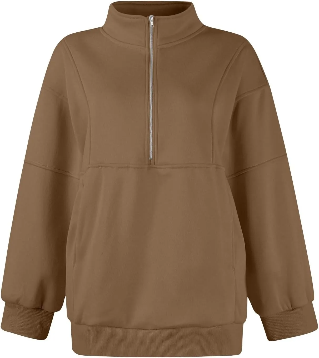 Funnel Neck Half Zip Sweatshirt Women Oversized Thumb Hole Fleece Pullover Lightweight Y2k Zip Up Comfy Hoodie