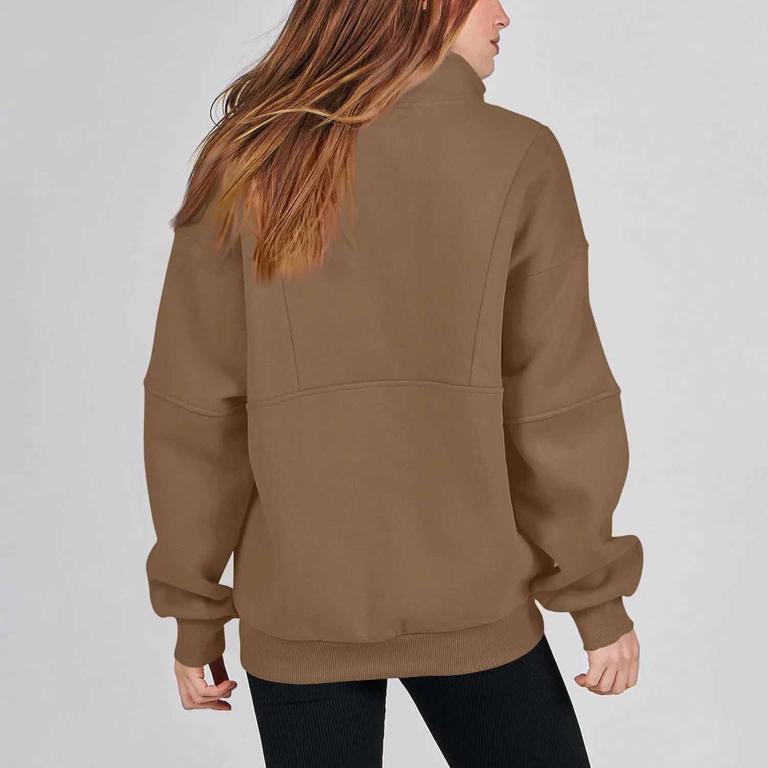 Funnel Neck Half Zip Sweatshirt Women Oversized Thumb Hole Fleece Pullover Lightweight Y2k Zip Up Comfy Hoodie