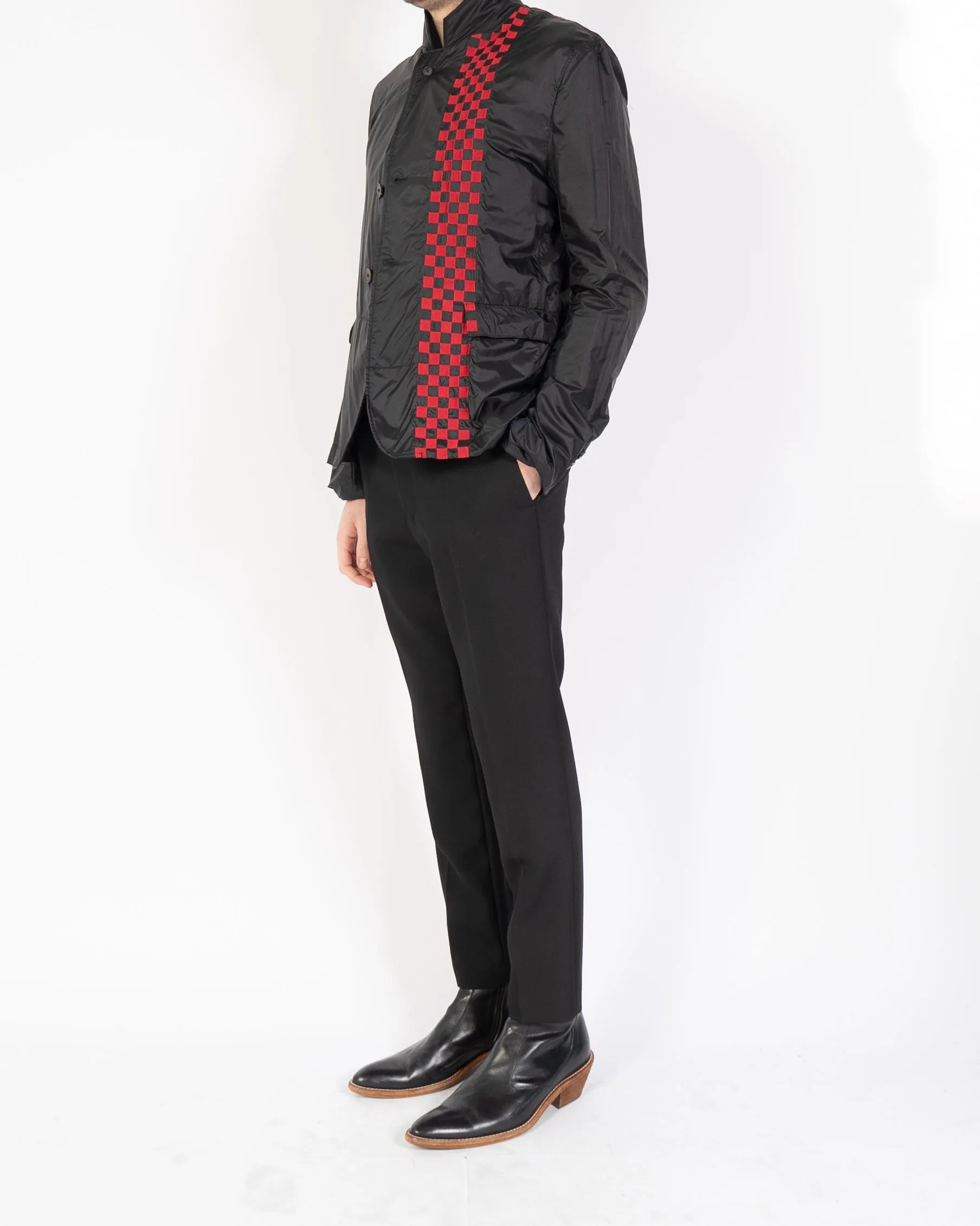 FW19 Red Checkered Embroidered Nylon Jacket