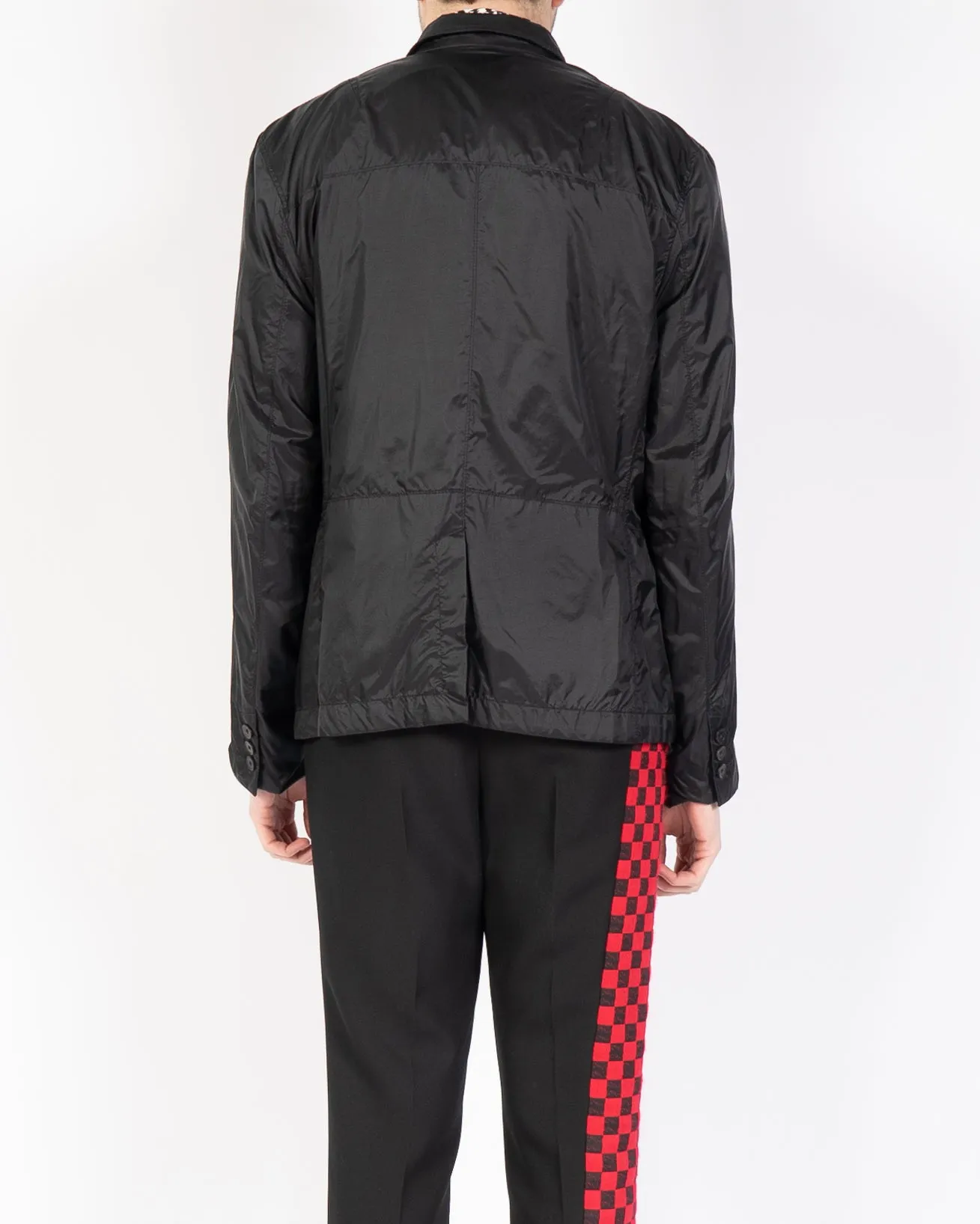 FW19 Red Checkered Embroidered Nylon Jacket