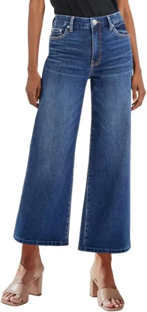 Genleck Women's Wide Leg Jeans  Trendy Cropped Loose Jeans High Waisted Stretchy Capri Denim Pants Baggy Trousers 2024