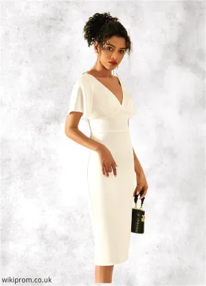 Gill V-Neck Elegant Bodycon Cotton Blends Midi Dresses SWKP0022356